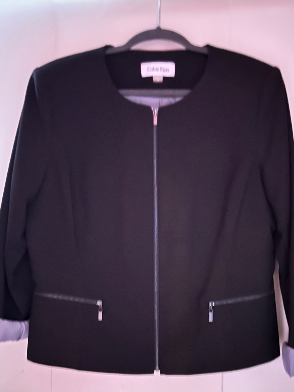 Calvin Klein Black Zip-Front Blazer Jacket